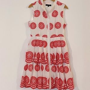 Alex Marie Embroidered Ruffle Red and White Dress size 8